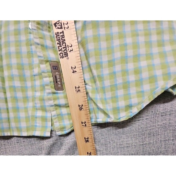 Chaps Men’s Short Sleeve Button-Down Shirt XL Green Checkered  Pre-Owned - Picture 5 of 6
